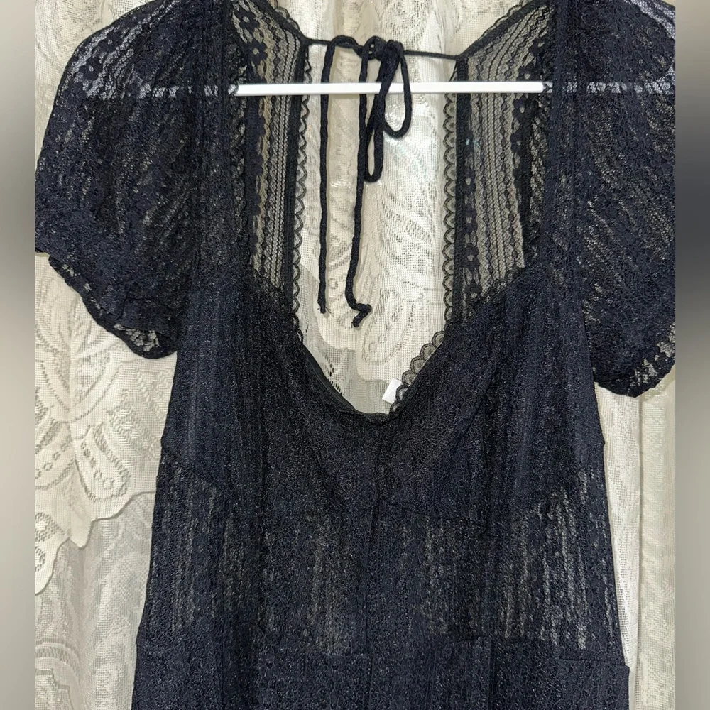 Urban Outfitters Lacy Little Black Baby Doll Dress Size Medium - Picture 5 of 6